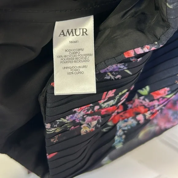 AMUR Beverly Top Sheer Long Sleeve Floral Black Corset Womens size Large - Picture 10 of 15